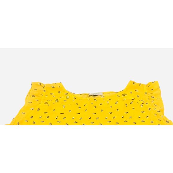 LOFT OUTLET CAP SLV RND NECK TUNIC BLOUSE, WOMENS, XL, YELLOW W/SMALL FLOWERS - Picture 2 of 11